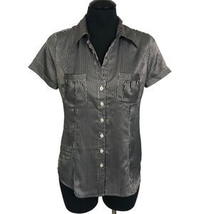 BCBGMaxAzria Striped Silken Button Down Blouse - Women’s S